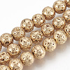 Electroplated Natural Lava Rock Beads Strands G-T061-55B-4mm-1
