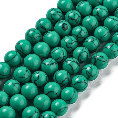 Synthetical Turquoise Gemstone Round Bead Strands TURQ-R035-8mm-02-1