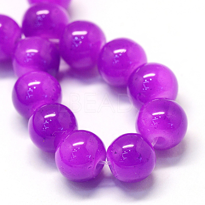 Baking Paint Imitation Jade Glass Round Bead Strands X-DGLA-Q021-4mm-27-1