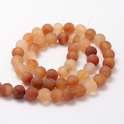 Frosted Natural Red Agate Beads Strands X-G-F372-10mm-1