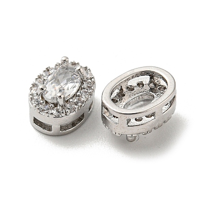 Brass Micro Pave Cubic Zirconia Beads KK-Q809-30P-1