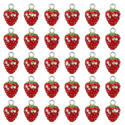 30Pcs Handmade Polymer Clay Rhinestone Pendants FIND-ME0002-75-1