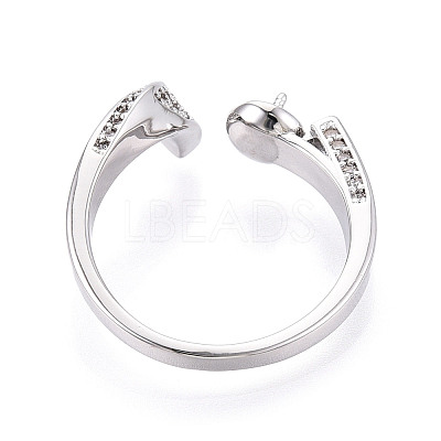 Brass Micro Pave Clear Cubic Zirconia Cuff Ring Settings KK-T076-53P-1