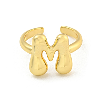 Brass Letter Open Cuff Rings for Women RJEW-G313-01M-G-1