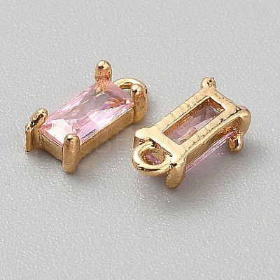 Golden Plated Brass Cubic Zirconia Charms ZIRC-WH0015-01G-07-1