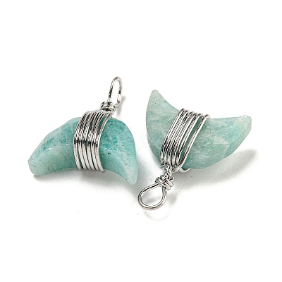 Natural Flower Amazonite Copper Wire Wrapped Pendants G-B079-01P-05-1