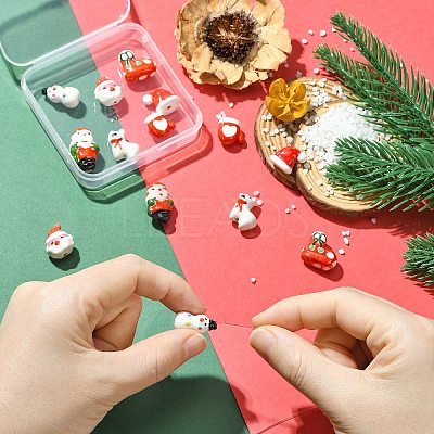 14Pcs 7 Styles Christmas Handmade Porcelain Beads PORC-CJ0001-36-1