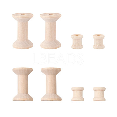 250 Pcs 2 Styles Wooden Empty Spools WOOD-TA0001-58-1