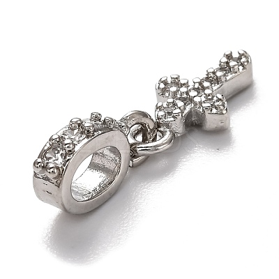 Brass Micro Pave Cubic Zirconia European Dangle Charms ZIRC-H119-01P-1