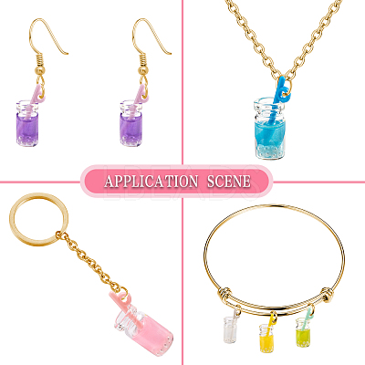 70Pcs 7 Colors Transparent Resin Pendants RESI-CJ0002-08-1