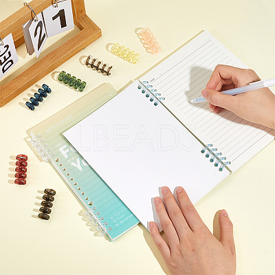 18Pcs 9 Colors 5-Ring Plastic Loose Leaf Book Binder Hinged Rings FIND-CP0002-34-1