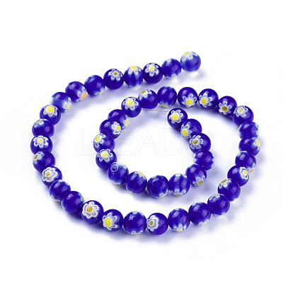 Round Millefiori Glass Beads Strands LK-P002-02-1