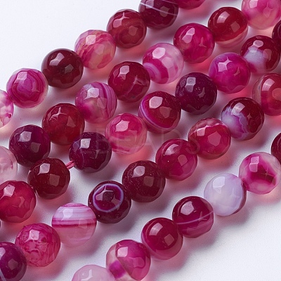 Natural Striped Agate/Banded Agate Beads Strands G-G753-04-8mm-1