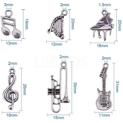 Sets of Musical Instruments Tibetan Style Alloy Pendants TIBEP-PH0004-17AS-1
