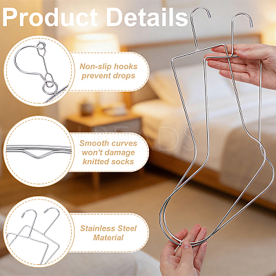 7Pcs 4 Styles Stainless Steel Sock Stretchers AJEW-UN0003-38B-1