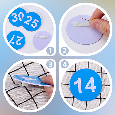 1 Set Round ABS Plastic Number 1~30 Brooches Sets JEWB-OC0001-02A-1