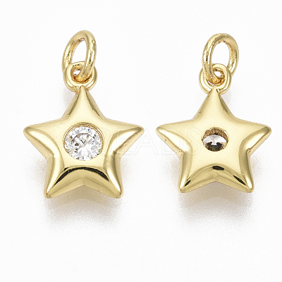 Brass Micro Pave Cubic Zirconia Charms ZIRC-R109-043-NF-1
