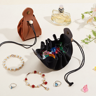 2Pcs 2 Colors Leather Jewelry Drawstring Storage Bags DIY-AN0001-32-1