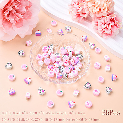 35Pcs 5 Styles Handmade Polymer Clay Beads CLAY-YW0002-11-1
