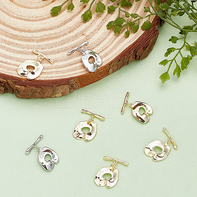 12 Sets 2 Colors Brass Toggle Clasps KK-AR0003-11-1