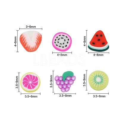1800Pcs 6 Style Fruit Theme Handmade Polymer Clay Cabochons CLAY-YW0001-22-1