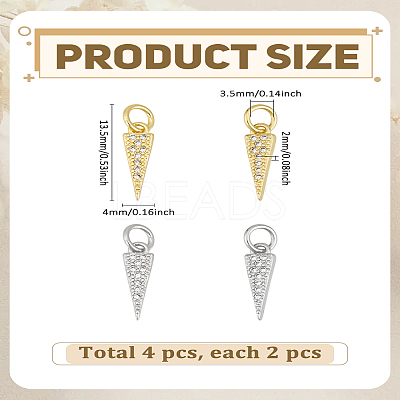 4Pcs 2 Colors Brass Micro Pave Cubic Zirconia Charms KK-LP0004-07-1