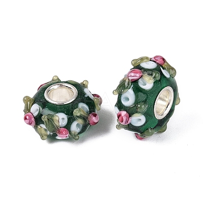 Handmade Lampwork & Brass Core European Beads LAMP-N044-07S-01-1