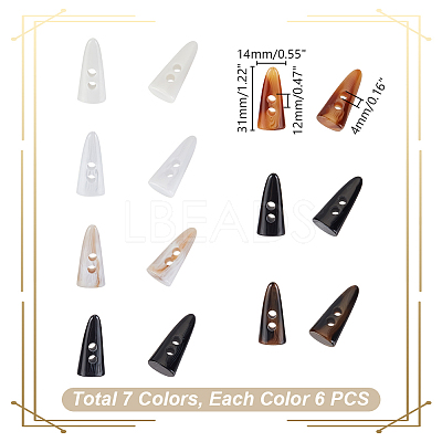 42Pcs 7 Colors Resin Buttons BUTT-GA0001-23-1