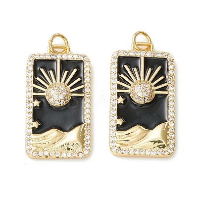 Rack Plating Brass Micro Pave Clear Cubic Zirconia Pendants KK-D073-24G-1