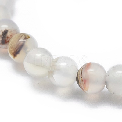 Natural Agate Bead Stretch Bracelets BJEW-K212-A-004-1