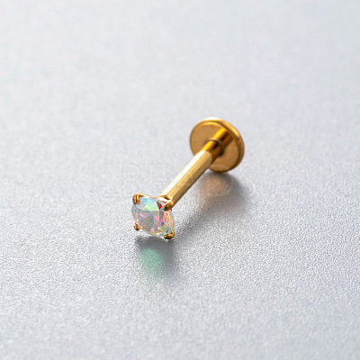 G23 Titanium Alloy Cubic Zirconia 17 Gauge Flat Round Threadless Labrets WG94BD7-46-1