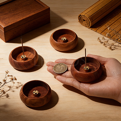 Round Wood Incense Burners Holder AJEW-WH0696-817B-1