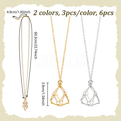 6Pcs 2 Colors Iron Cable Chain Empty Macrame Pouch Pendant Slider Necklace Making NJEW-NB0001-32-1