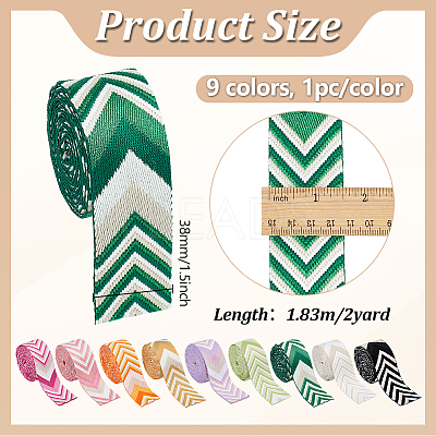 9Pcs 9 Colors Rhombus Vintage Jacquard Polyester Ribbon OCOR-PH0007-44-1