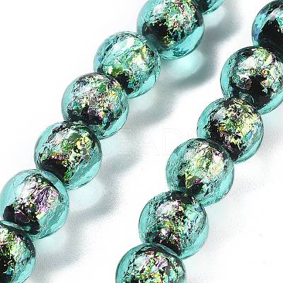 Handmade Foil Lampwork Beads Strands FOIL-K003-06B-22-1