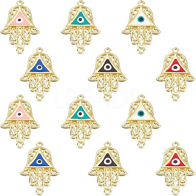 12Pcs 6 Colors Brass Enamel Links Connectors KK-NB0001-40-1