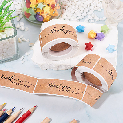 2 Rolls Rectangle Thank You Theme Paper Stickers DIY-TA0013-47C-1