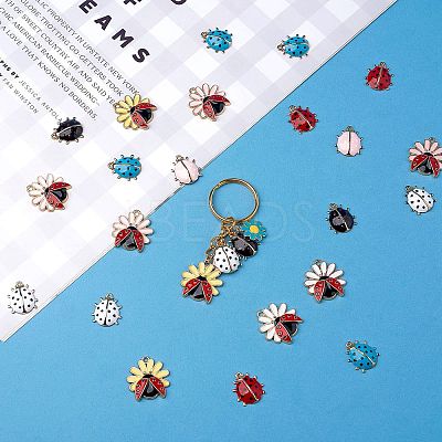 32Pcs 8 Style Alloy Enamel Pendants ENAM-SZ0002-81-1