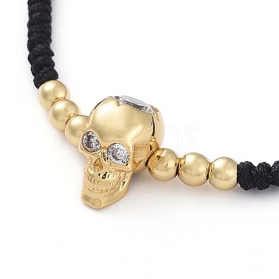 Skull Adjustable Brass Nylon Thread Braided Bracelets BJEW-JB04985-03-1