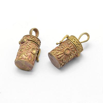 Brass Prayer Box Pendants KK-F722-28C-RS-1