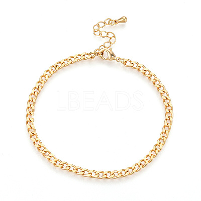 Brass Curb Chain Bracelets for Women BJEW-N032-08A-G-1