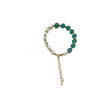 Dyed Natural White Chalcedony Round Beaded Bracelet NC1314-10-1