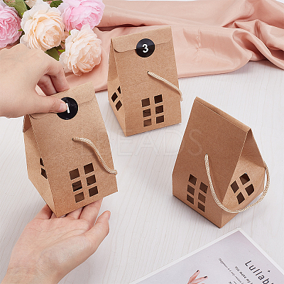 25 Sets Rectangle Foldable Creative Christmas Paper Gift Box with Window and 1 Polka Dot Paper Number Labels Sticker CON-PH0002-85A-1