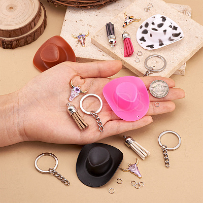 DIY West Cowboy Theme Iron Keychain Making Kit DIY-TA0009-40-1