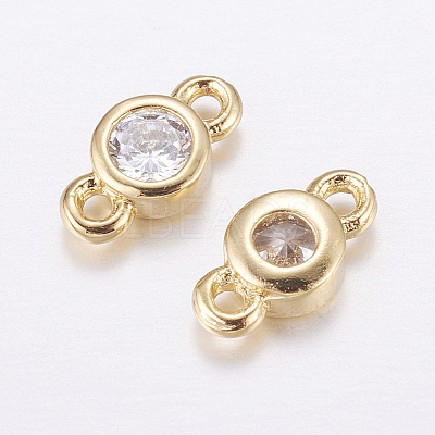 Brass Micro Pave Cubic Zirconia Links X-KK-F714-09G-1