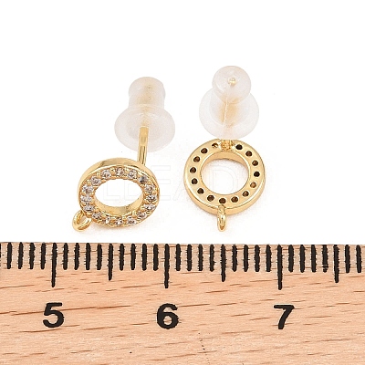 Brass Clear Cubic Zirconia Stud Earring Findings LS-EJEW-A155-03E-G-1