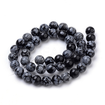 Natural Snowflake Obsidian Beads Strands X-G-S259-20-8mm-1