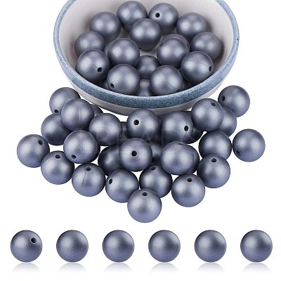 50Pcs Silicone Beads Round Rubber Beads 15MM Loose Spacer Beads for DIY Supplies Jewelry Keychain Making JX474A-1
