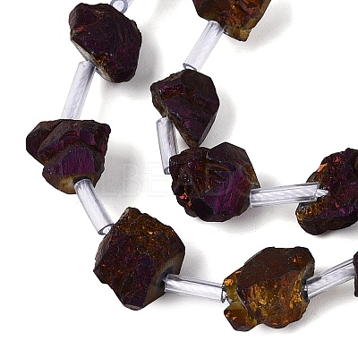 Electroplate Raw Rough Natural Amethyst Beads Strands G-Q610-06B-1