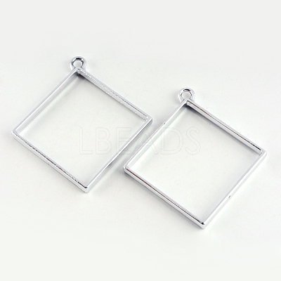 Rack Plating Alloy Rhombus Open Back Bezel Pendants X-PALLOY-S047-22D-FF-1